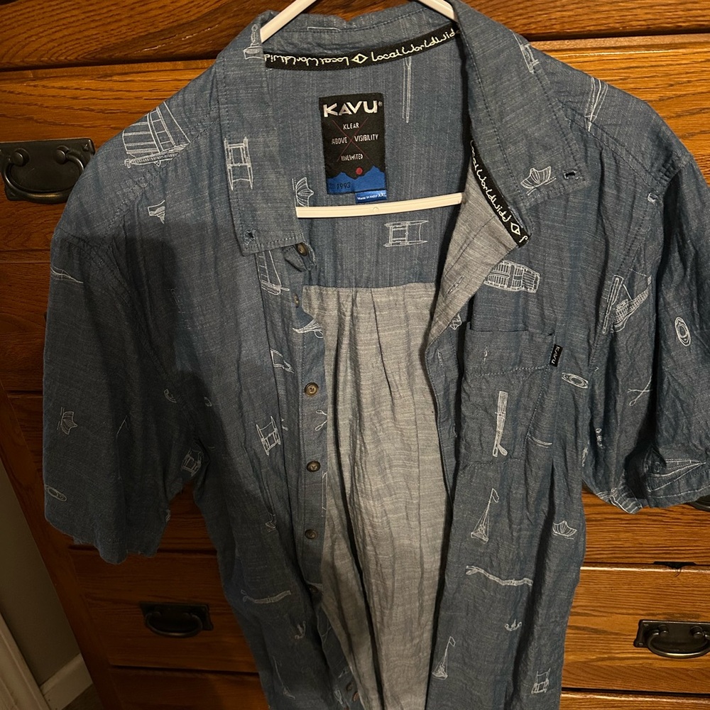 Kavu Blue Casual Button Down Shirt